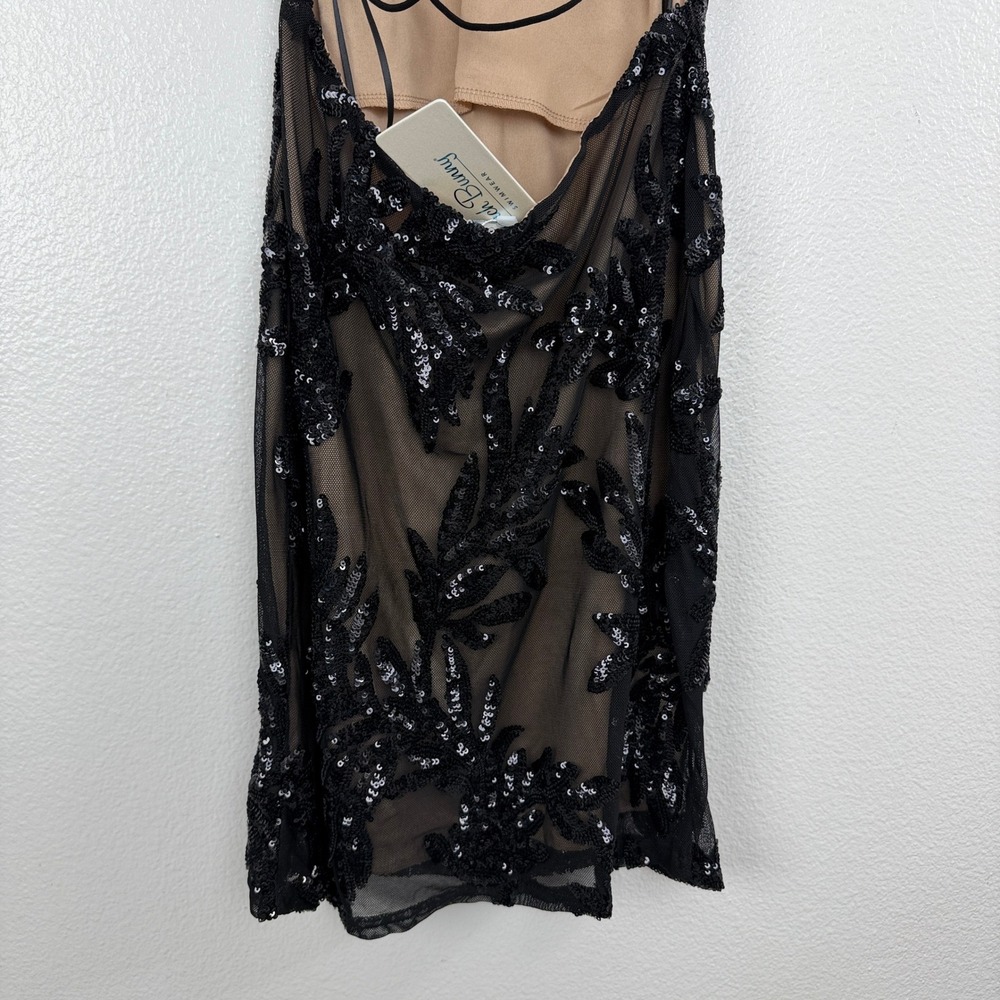 Beach Bunny Swimwear Dress Womens Medium Black Sequin Crossback Mini Dress - Picture 8 of 11